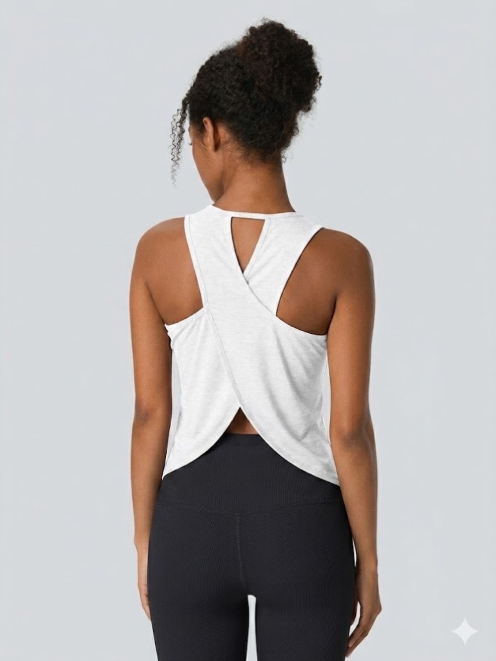 NWT Halara Round Neck Crisscross Back Yoga Tank Top White Large